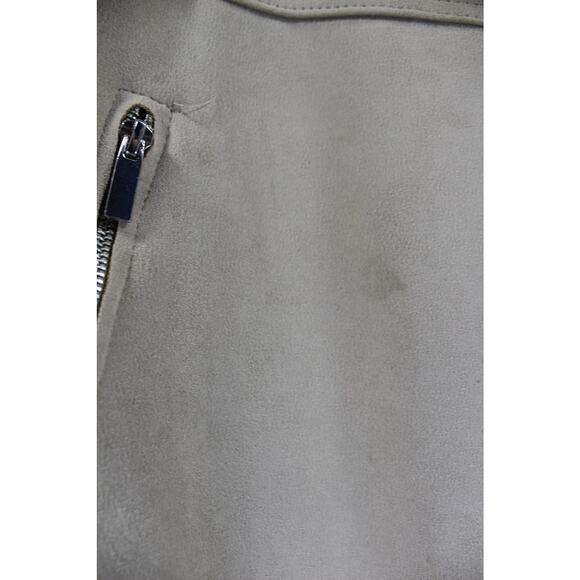 Magaschoni Faux Suede Belted Trench Coat Taupe Zip Pockets Size S - Picture 7 of 11